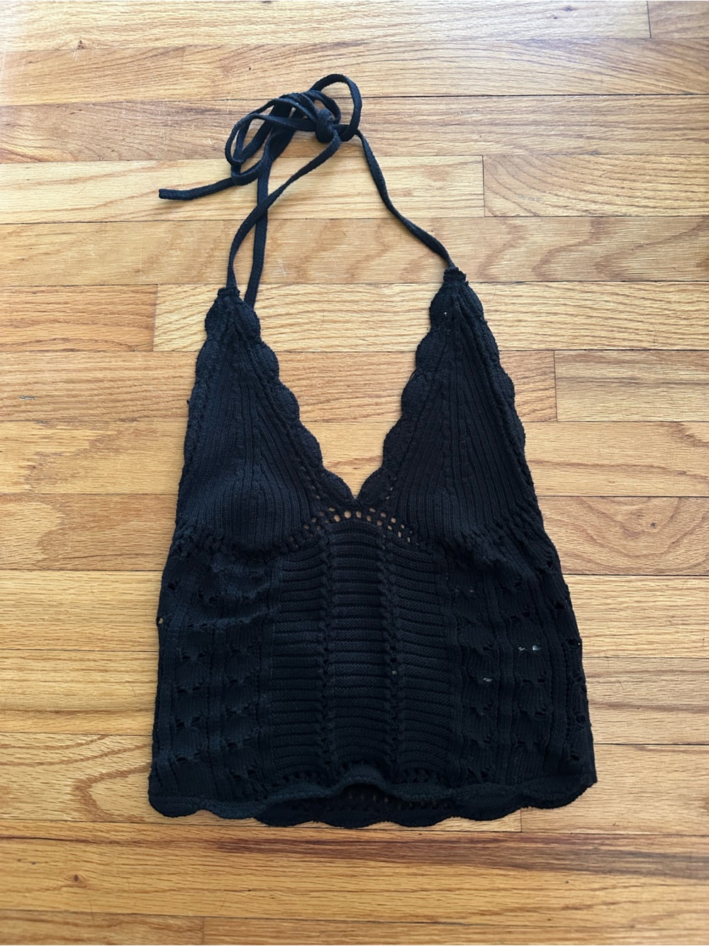 Free People Black Knit Halter Crop Top